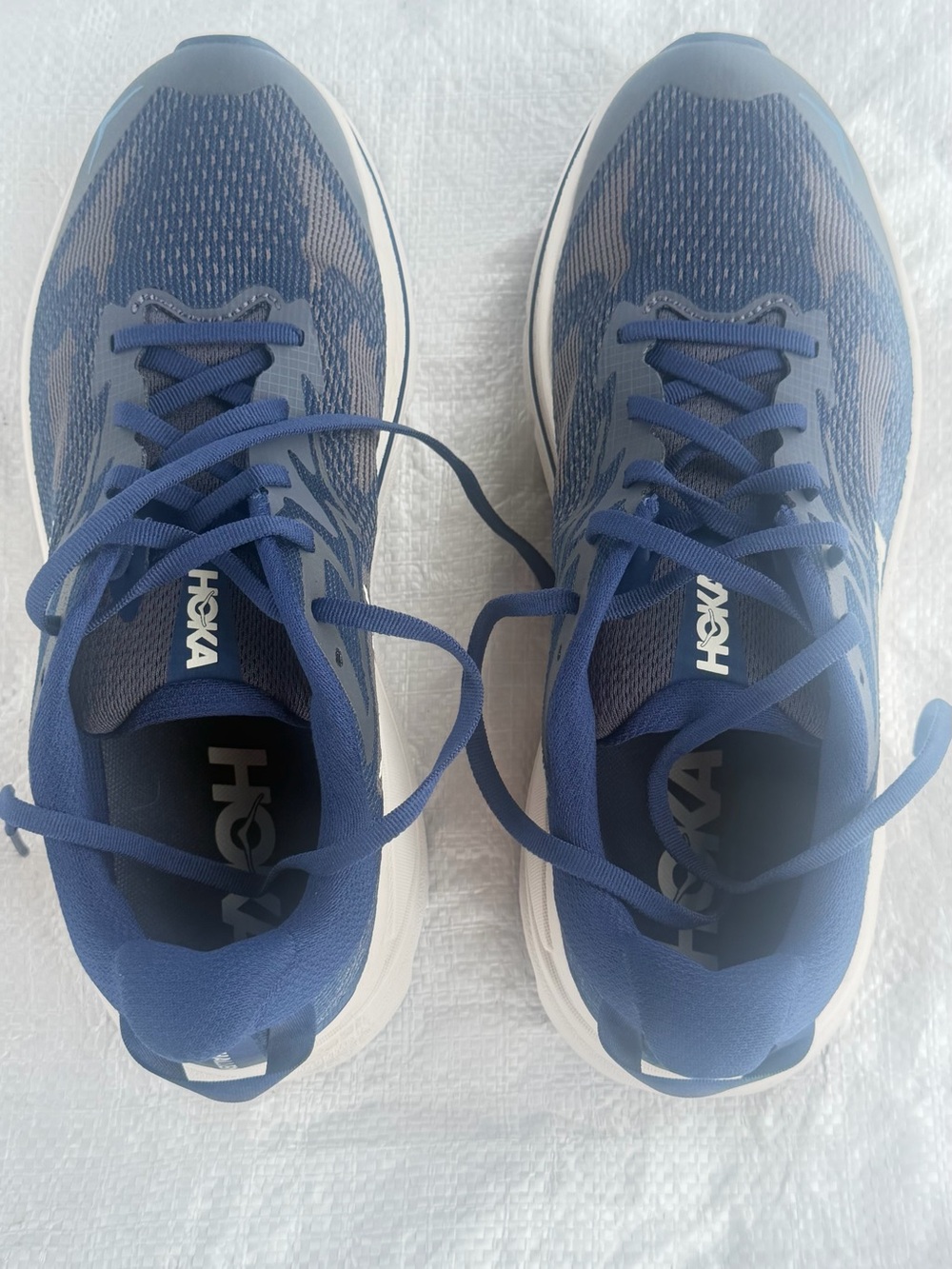 Make your offer. Hoka Men's Blue and White Running Shoes